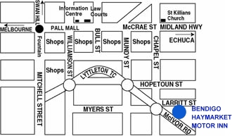 Map to Bendigo Haymarket Motor Inn