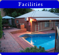 Our  facilities include in-house movies, internet, tv, phones, mini-bar.  Also solar heated swimming pool, bbq in garden courtyard, fax and email service, room service, dry cleaning.