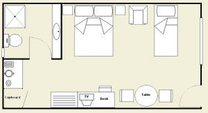Twin Room layout of Motel Room